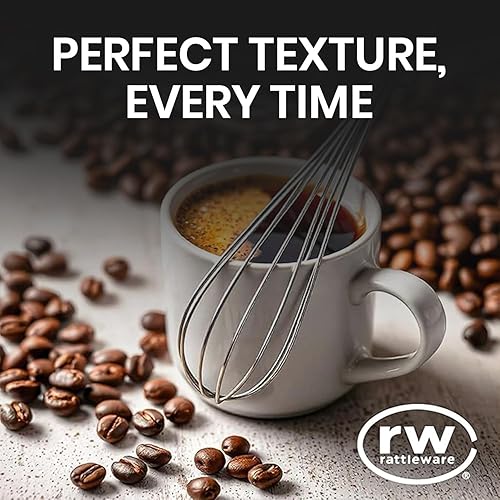 Miniatura 9 de Rattleware Batidor de café redondo de acero inoxidable de 10.5 pulgadas, para una mezcla perfecta, distribuido uniformemente y eliminado grumos para