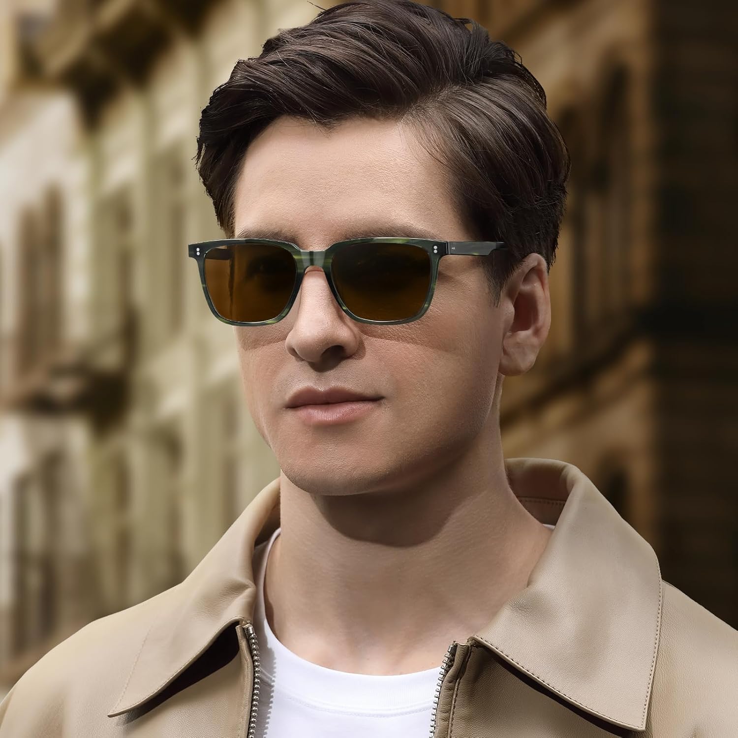 CARFIA Retro Acetate Polarized Sunglasses for Men UV400 Protection Driving Outdoor Anti-Glare Sun Glasses CA5354WS - Image 3