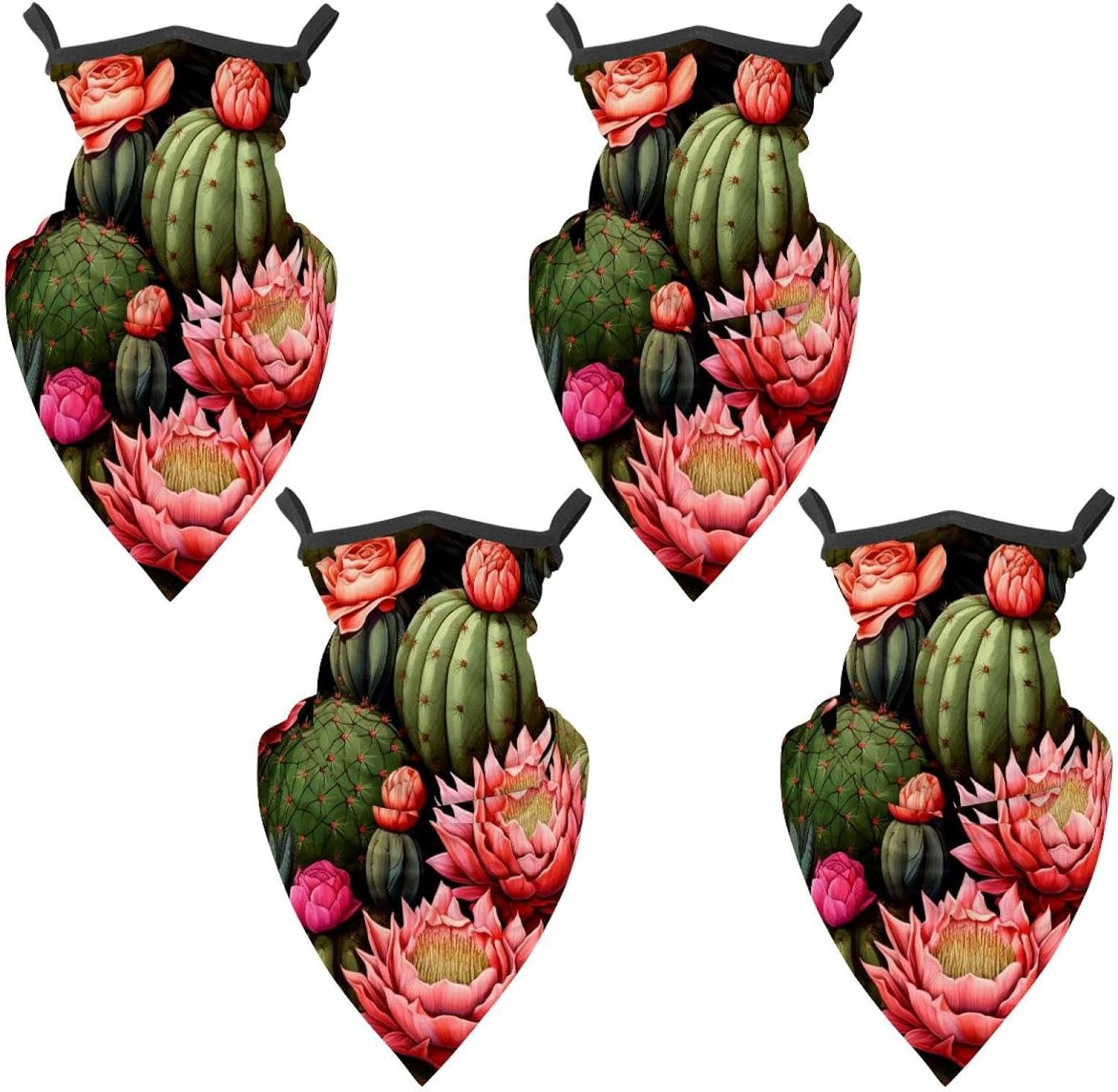 4 Pieces Summer UV Protection Cooling Neck Gaiter Face Clothing Neck Gaiter Mask Scarf Sunscreen Breathable Bandana, Cactus