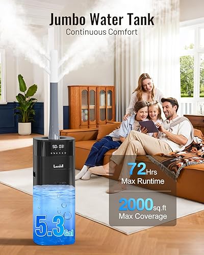 Miniatura 2 de Humidificador de niebla fría y cálida para habitación grande, humidificadores de 5.3 galones20 litros para el hogar de 2000 pies cuadrados,
