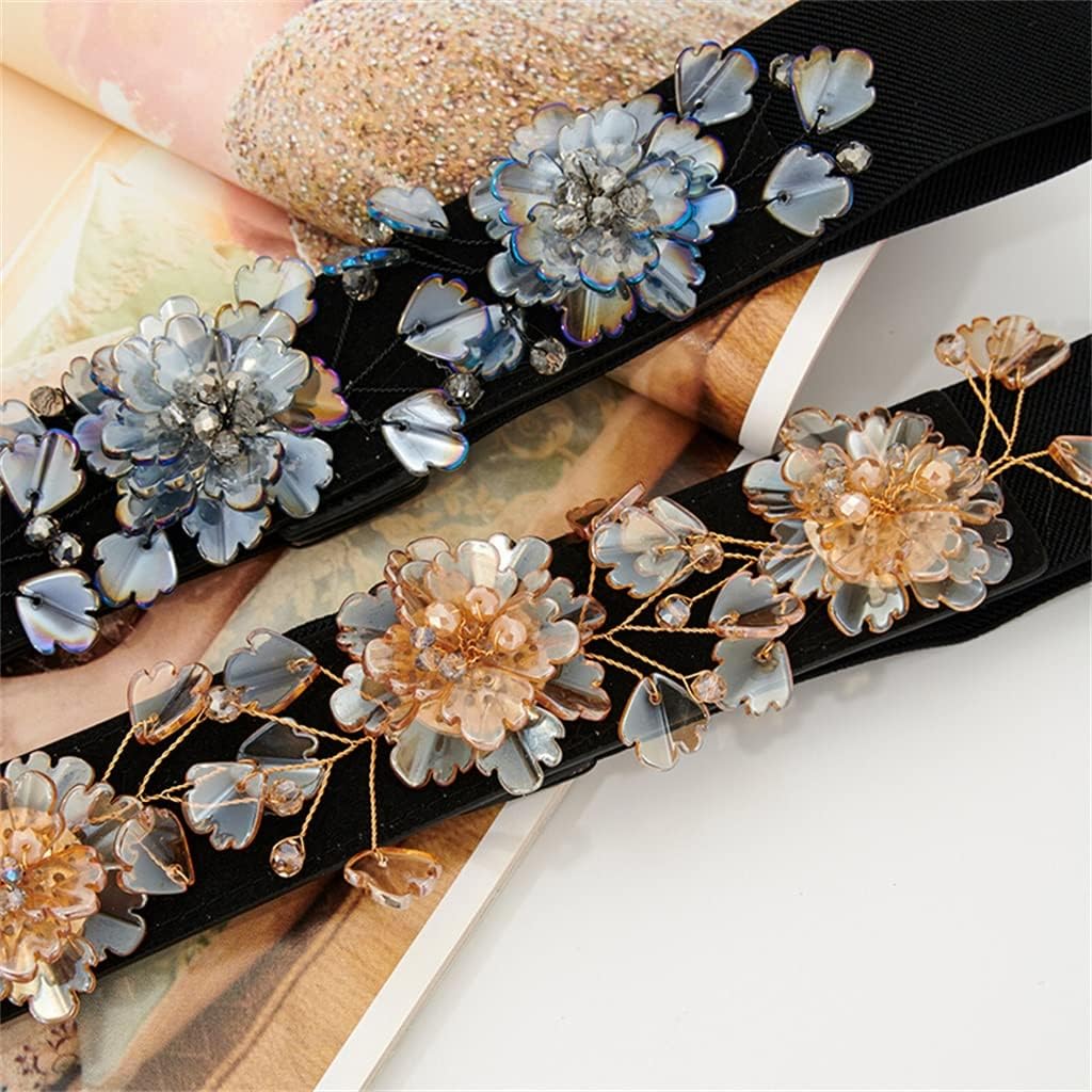 VIDI Flower Decoration Belt Women's Dress Waist Elastic Girdle Accessories Skirt Outer Shirt