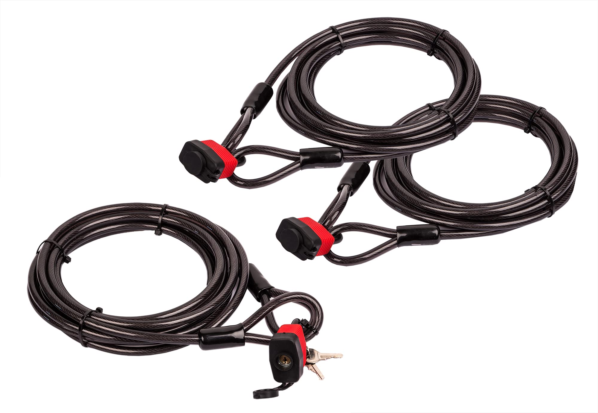 BigDean Lot de 3 câbles antivol - 5 m - Antivol pour vélo, moto, bateau, barbecue et mobilier de jardin - Câble en acier gainé de 10 mm avec passants
