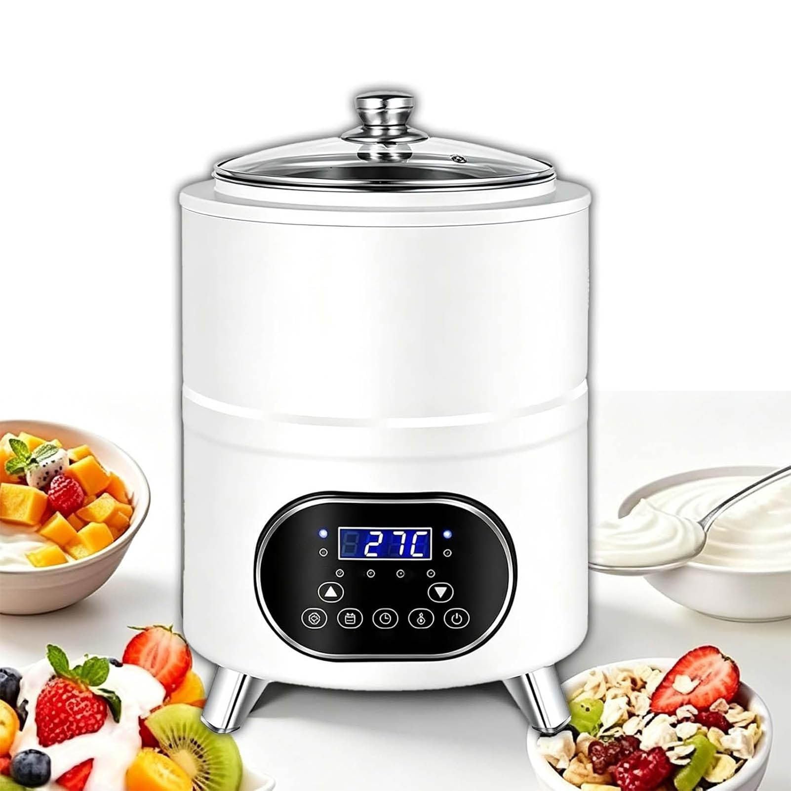 LJLYYDS Commercial Yogurt Maker with Timing & Temperature Control, 8l/12l Yogurt Fermentation Machine, 360° Constant Temperature Fermentation, For Homemade Yogurt Natto Rice Wine White-8L