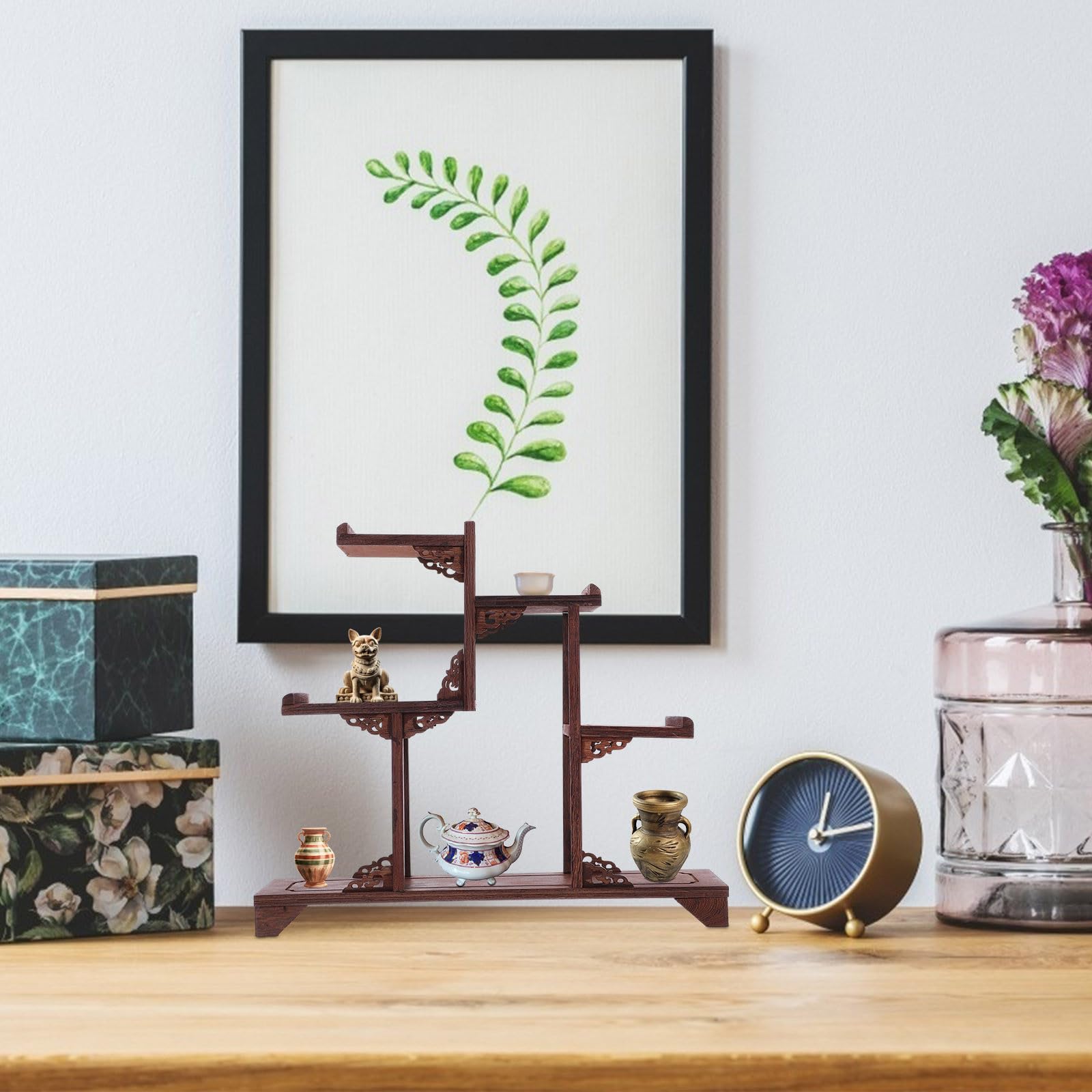 iplusmile Antiker Kuriositätenständer zur Eleganten Präsentation von Sammlerstücken und Schmuck im Wohnzimmer oder Arbeitszimmer
