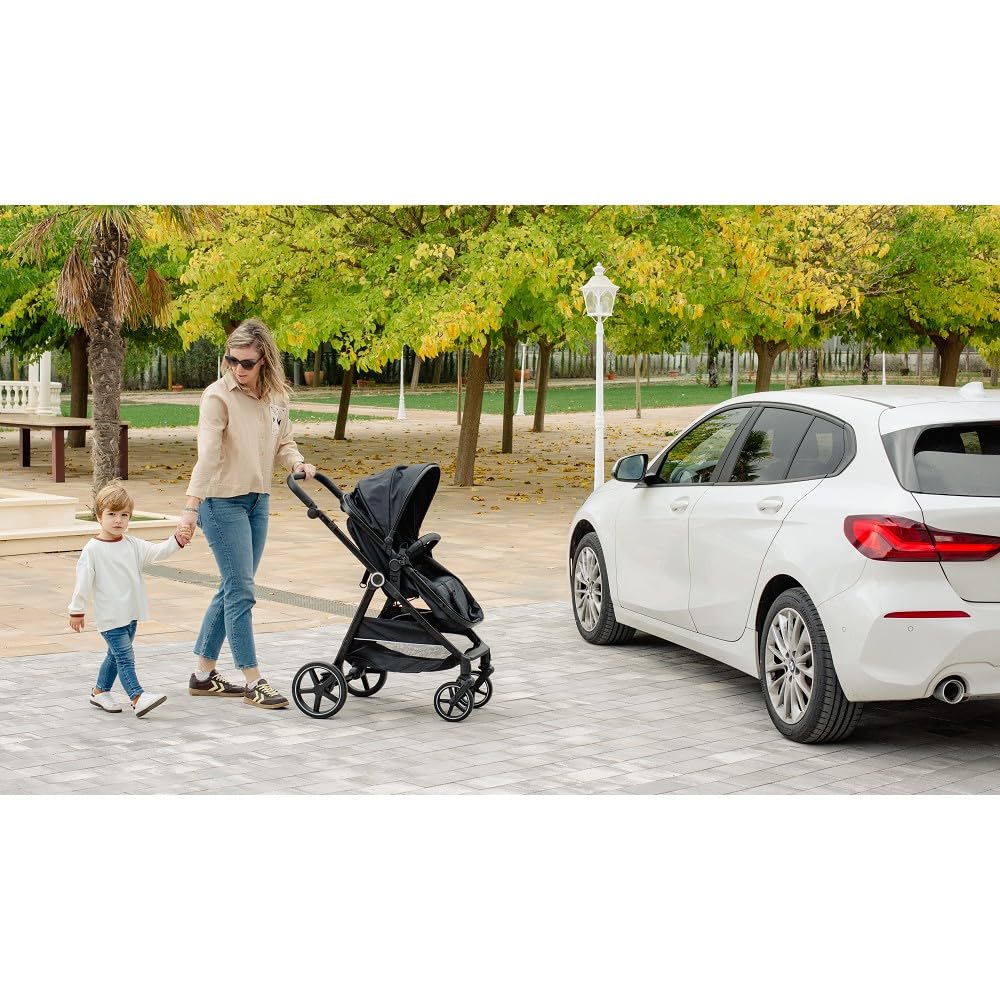 Carrito Bebe 3 en 1 Interbaby | Silla Paseo desde Nacimiento hasta 48 meses o 22 kg | Capazo Acolchado, Amortiguadores, Asiento Ajustable y Silla de Auto (Grupo 0) | Cochecito bebe Modelo Versa Negro