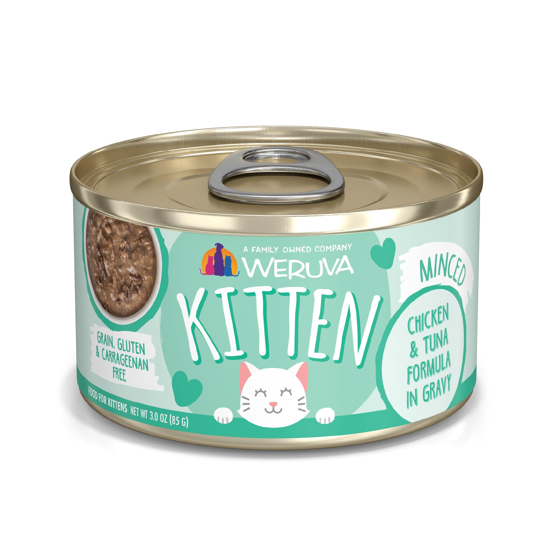Weruva Kitten, Chicken & Tuna Formula in Gravy, 3oz Can (Pack of 12)