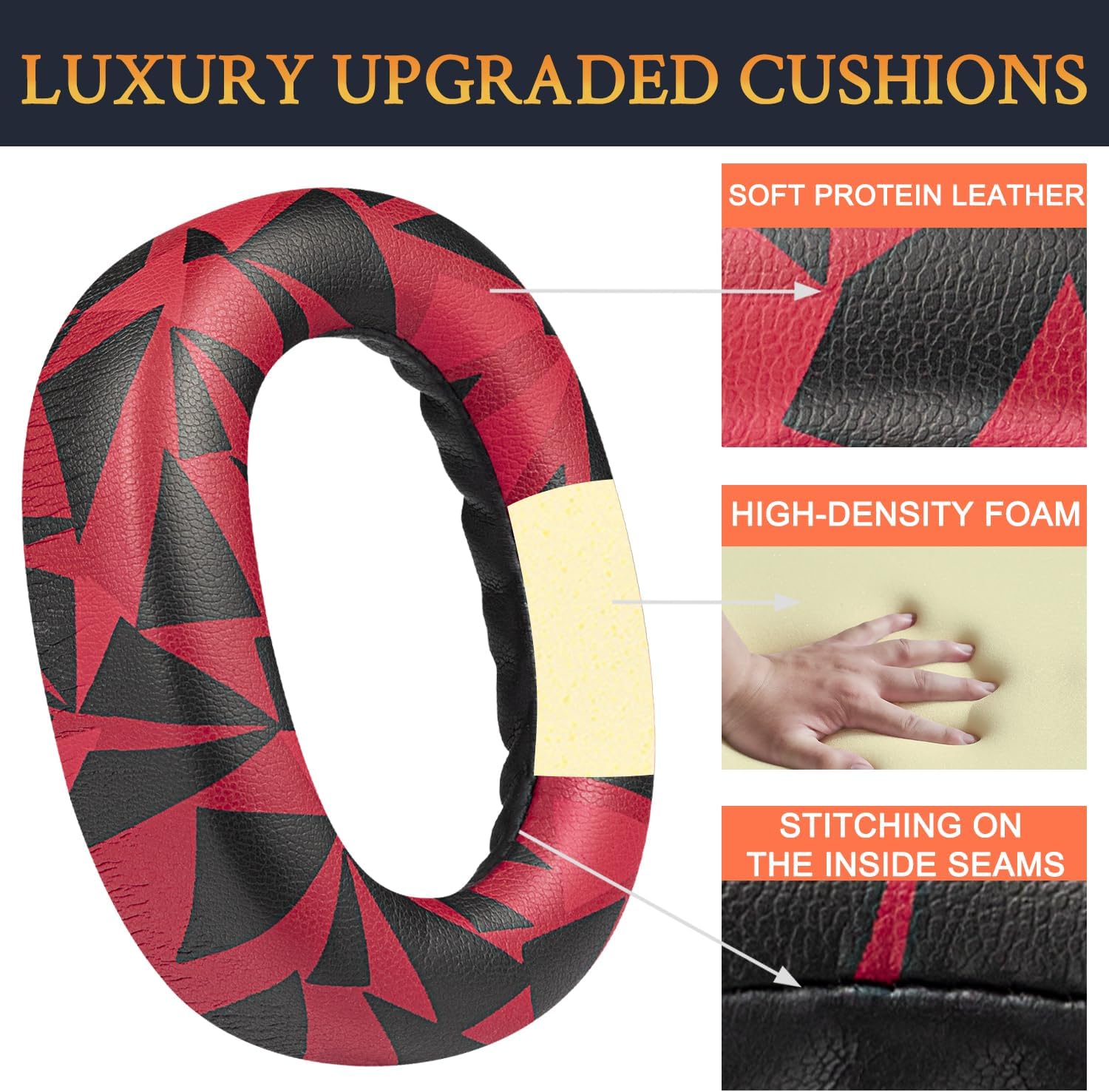 SOULWIT Earpads Replacement for Jabra Evolve2 85 UC/Evolve 2 85 MS Wireless Headset (Do Not fit Elite 85H), Ear Pads Cushions with Softer Protein Leather, Noise Isolation Foam - Red Storm