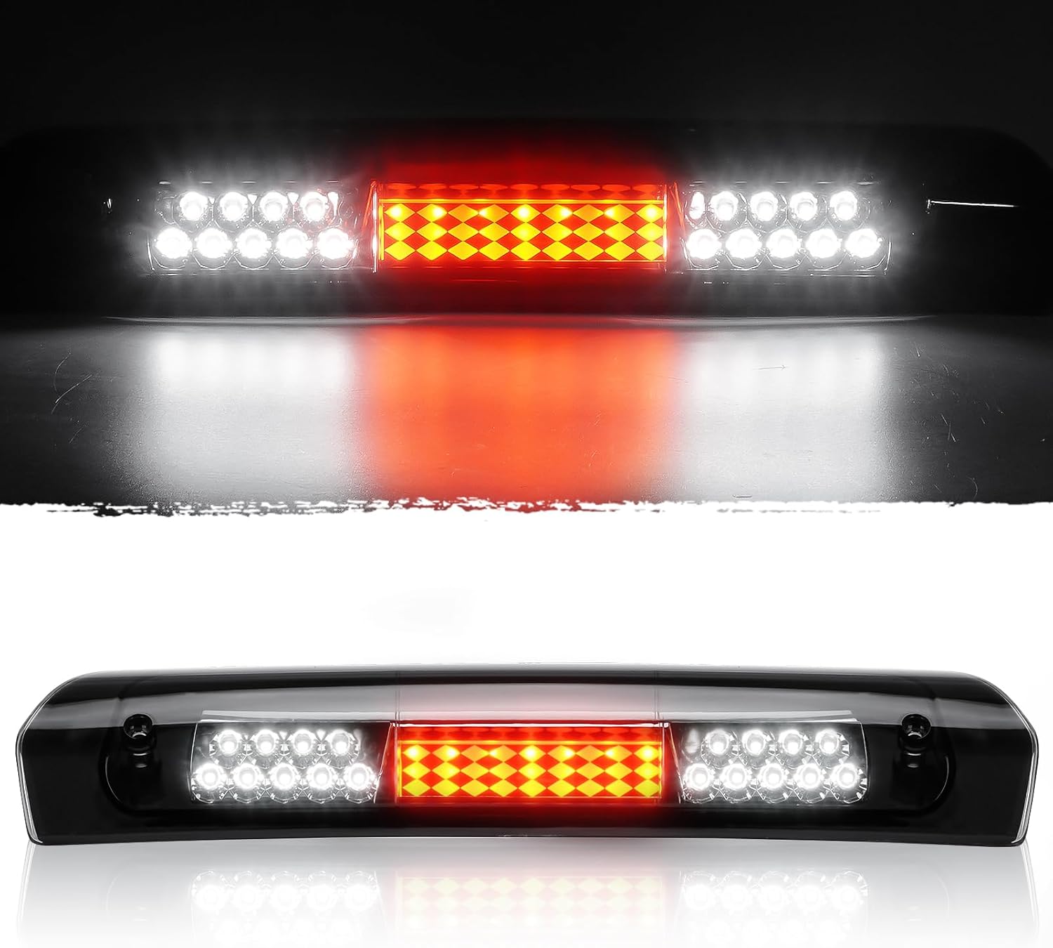 Tresound Led Third Brake Cargo Light for 2002-2008 Dodge Ram 1500, 2003-2009 Dodge Ram 2500 3500, Third Center High Mount Stop Lamp Chrome Housing Smoke Lens 55077123AE