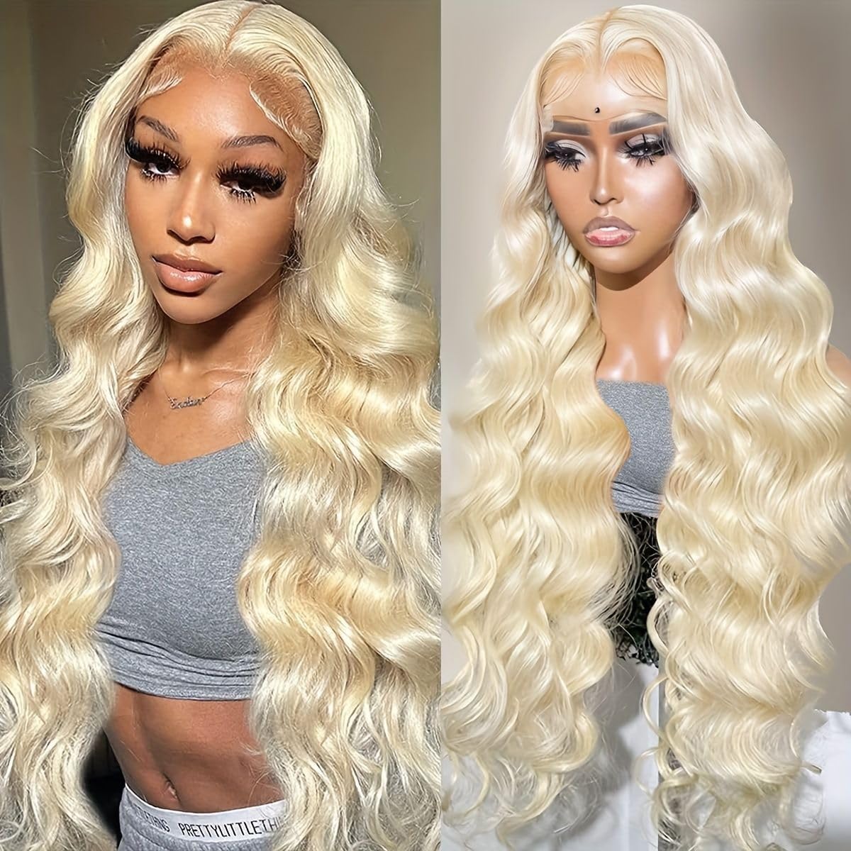 613 Lace Front Wig Human Hair 13x4 HD Transparent Blonde Lace Front Wigs Human Hair 24inch Blonde Body Wave Lace Front Wigs Human Hair Pre Plucked Glueless Blonde Wig Human Hair 180% Density