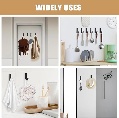 Miniatura 5 de Ganchos adhesivos resistentes, paquete de 6 ganchos de pared para colgar abrigos, batas, toallas, ganchos para colgar en la pared, ganchos para