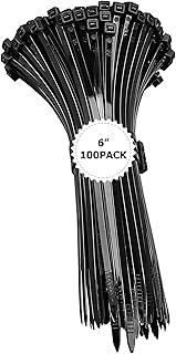 Zip Ties 6 inch Black Zip Ties 100 Pack, Wire Ties with 50lb Tensile Strength, UV Resistant Cable Ties, Self-locking Plastic Ties for Indoor and Outdoor Use, by Tantti