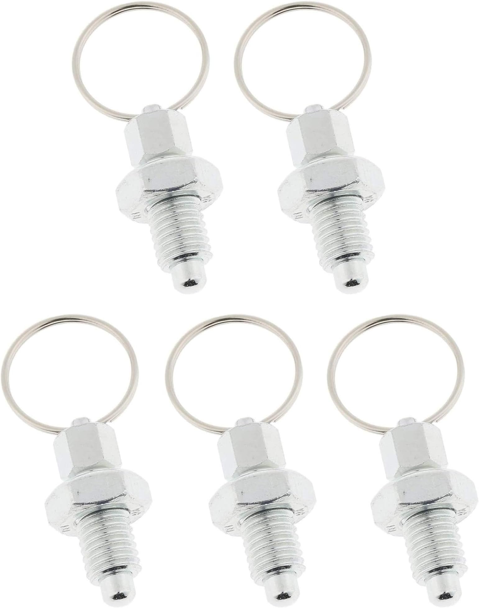 5pcs Stainless Steel Non Lock-Out Indexing Plunger with Pull Ring M10,Stainless Steel Non Lock-Out Type Stubby Hand Retractable Spring Plunger with Pull Ring