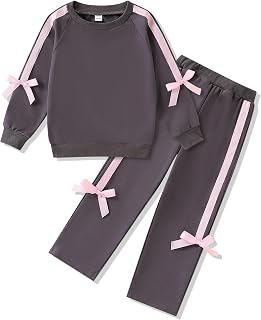 Girls Sweatsuit Set Cute Hooded Sweatshirt & Jogger Pants with Pocket Casual Outfuts Set