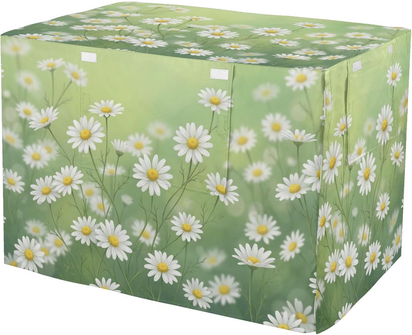Duty 600D Silver Coated Dog Crate Cover, Water-Resistant Daisy Print Pet Kennel Canopy with Mesh Windows for Optimal Ventilation, Universal Fit for Standard Wire Cage, Indoor & Travel