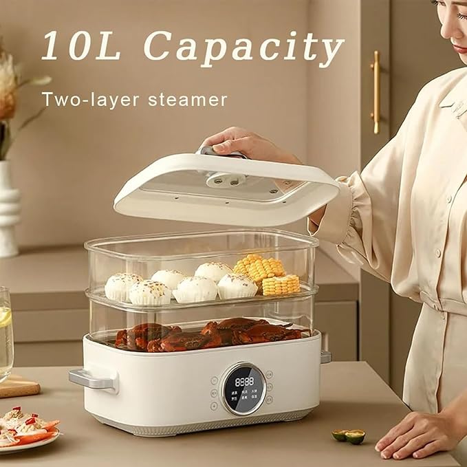 Olla Eléctrica Vaporera 10L 1350W con 2 Bandejas Acero Inoxidable miniatura 4