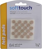 SoftTouch 84-Pack 3/8" Round Self-Adhesive Felt Pads - Heavy Duty Furniture Protectors for Hardwood, Tile, Laminate - Scratch & Noise Reduction, Beige