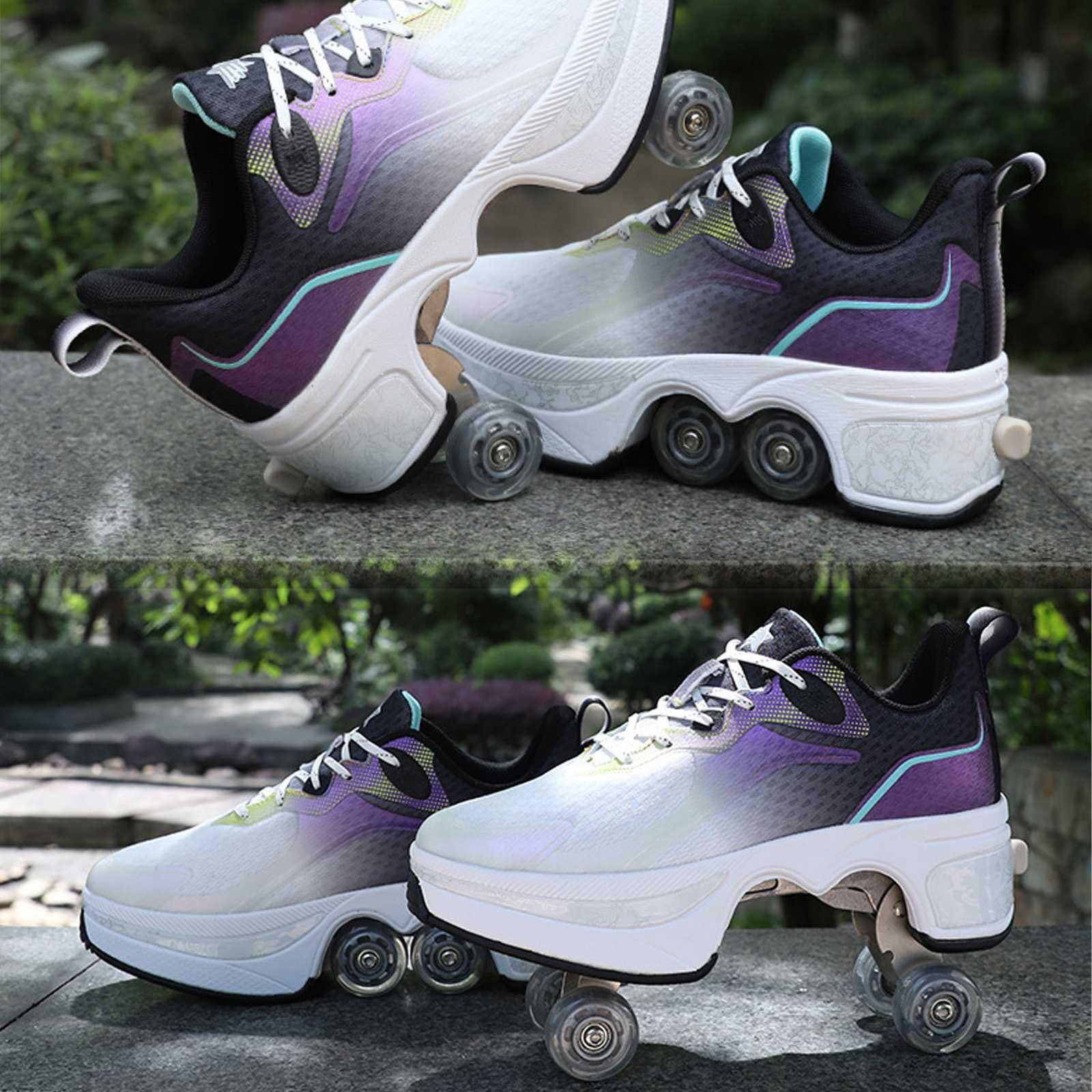 Schuhe mit Rollen für Männer Schuhe Rollschuhe Kinder Skateboard Schuhe Bequem Und Atmungsaktiv Quad Skates Verstellbare Rollschuhe Verstecktes Rad für Laufsportschuhe Zum Spielen für Männer