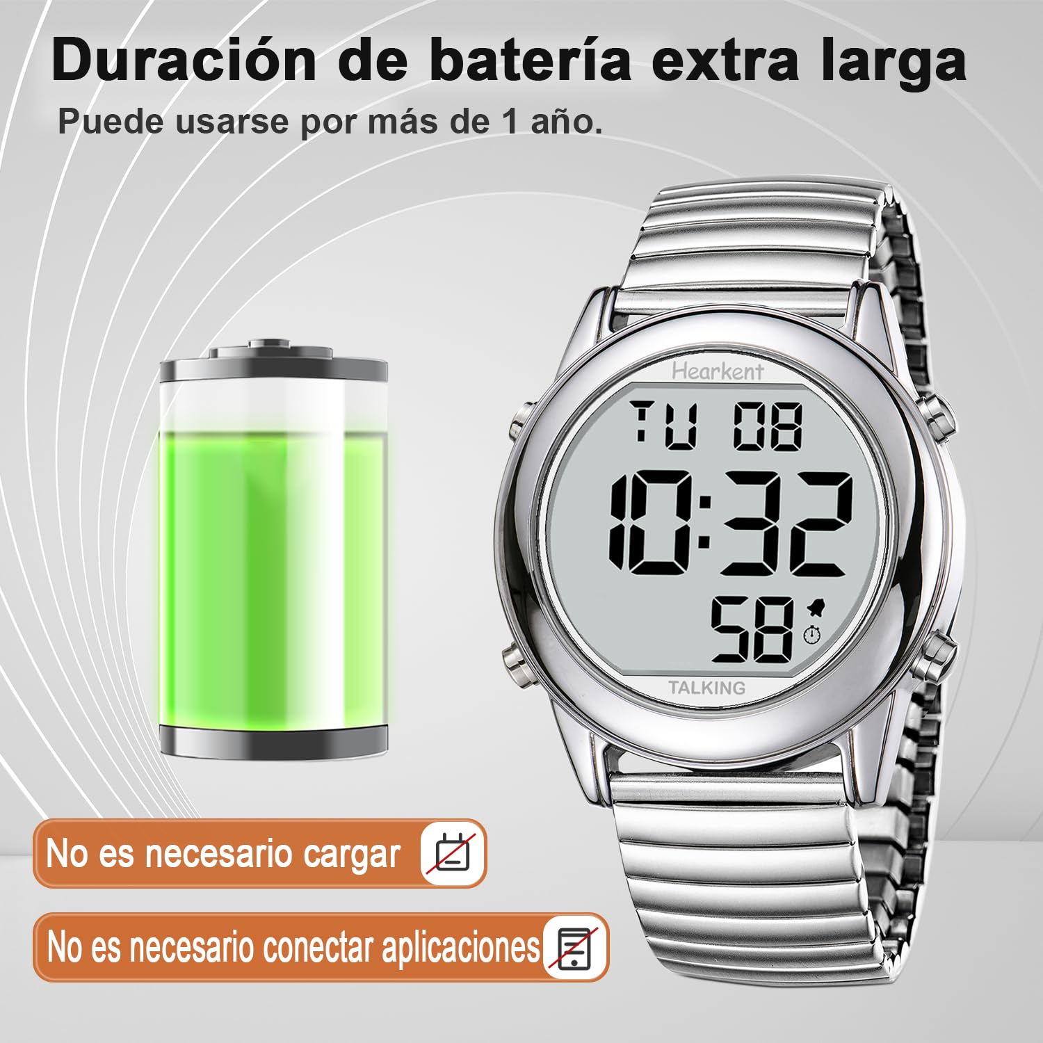 Orologio parlante atomico, orologio da polso semplice e moderno per anziani, facile da leggere per non vedenti con disabilità visive, orologio con display digitale per un orario preciso