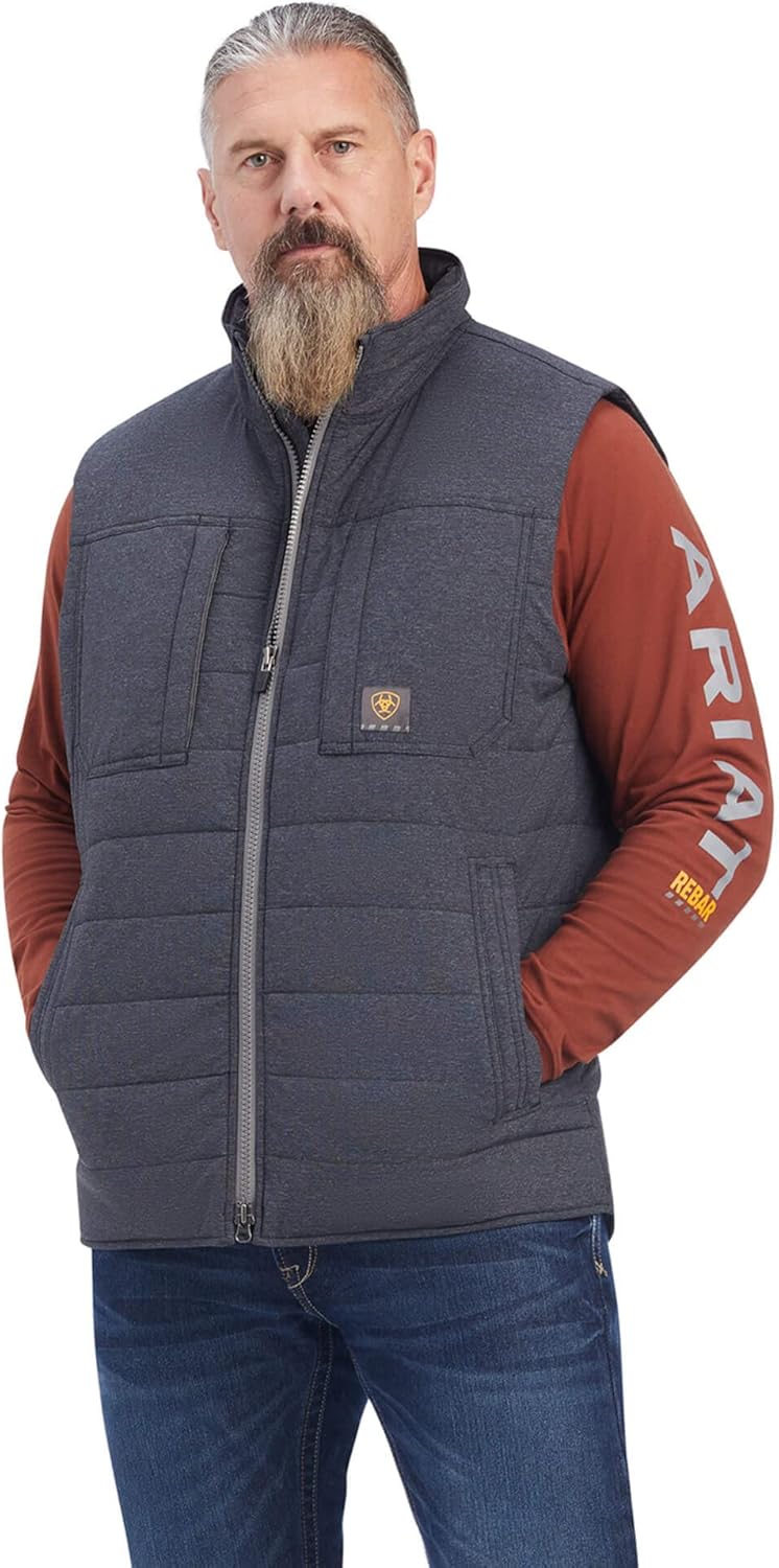 ARIAT Mens Rebar Valiant Stretch Canvas Water Resistant Insulated Vest