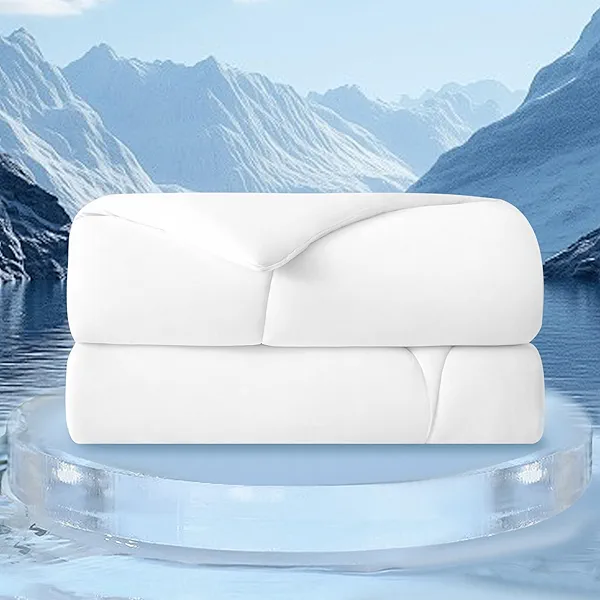 Bailix Cooling Comforter King Size, Thin Summer Blanket for Hot Sleepers & Night Sweats, Ultra Soft & Lightweight & Silk Smooth Ice Blanket, Q-Max>0.4, 108"x90", White
