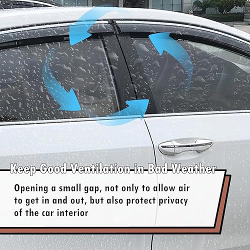 Miniatura 5 de MotorFansClub 4 piezas de ventilación para ventana Honda Accord 2018 2019 2020 2021 2022, cinta de montaje exterior con clip de PVC para puerta de