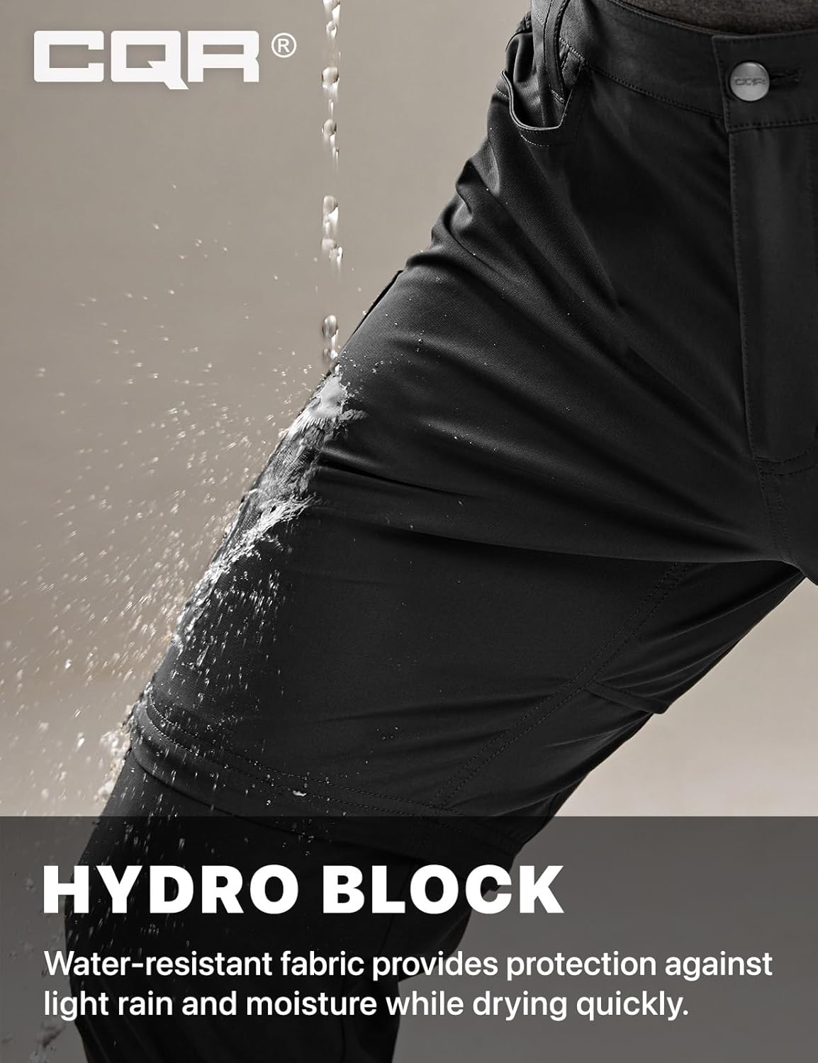 CQR Men's Convertible Cargo Tactical Pants, Water Resistant Outdoor Hiking Pants, Zip Off Lightweight Stretch Work Pants - Image 8