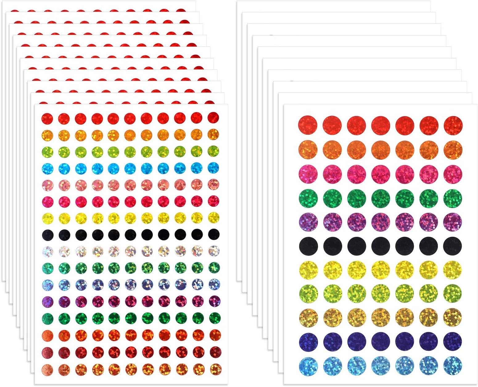 cobee 5060 Pcs Shiny Circle Dot Sticker, Color Coding Labels Laser 16 Colors Dot Sticker, Small Round Stickers 1/4" Planner Stickers for Behavior Chart Classroom Office Home Planner Art DIY