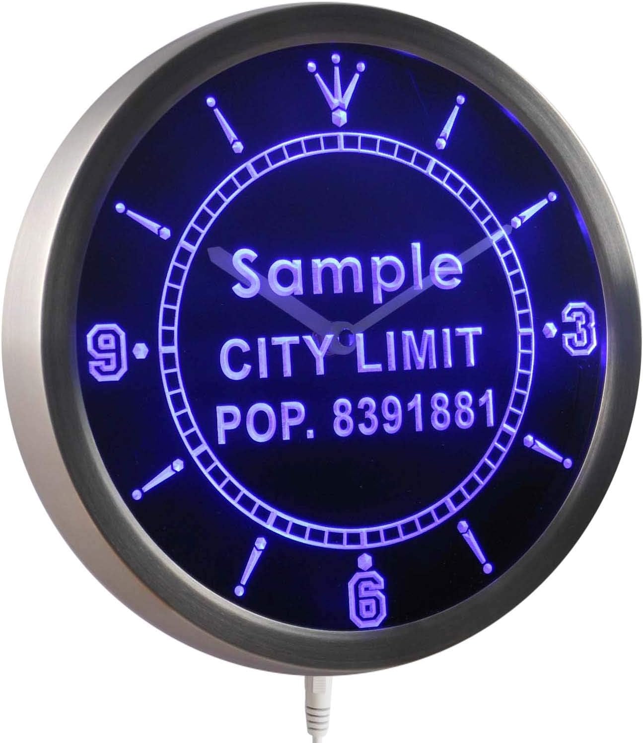 ADVPRO nct-tm Personalized Custom City Limit Name with Population Neon Sign LED Wall Clock