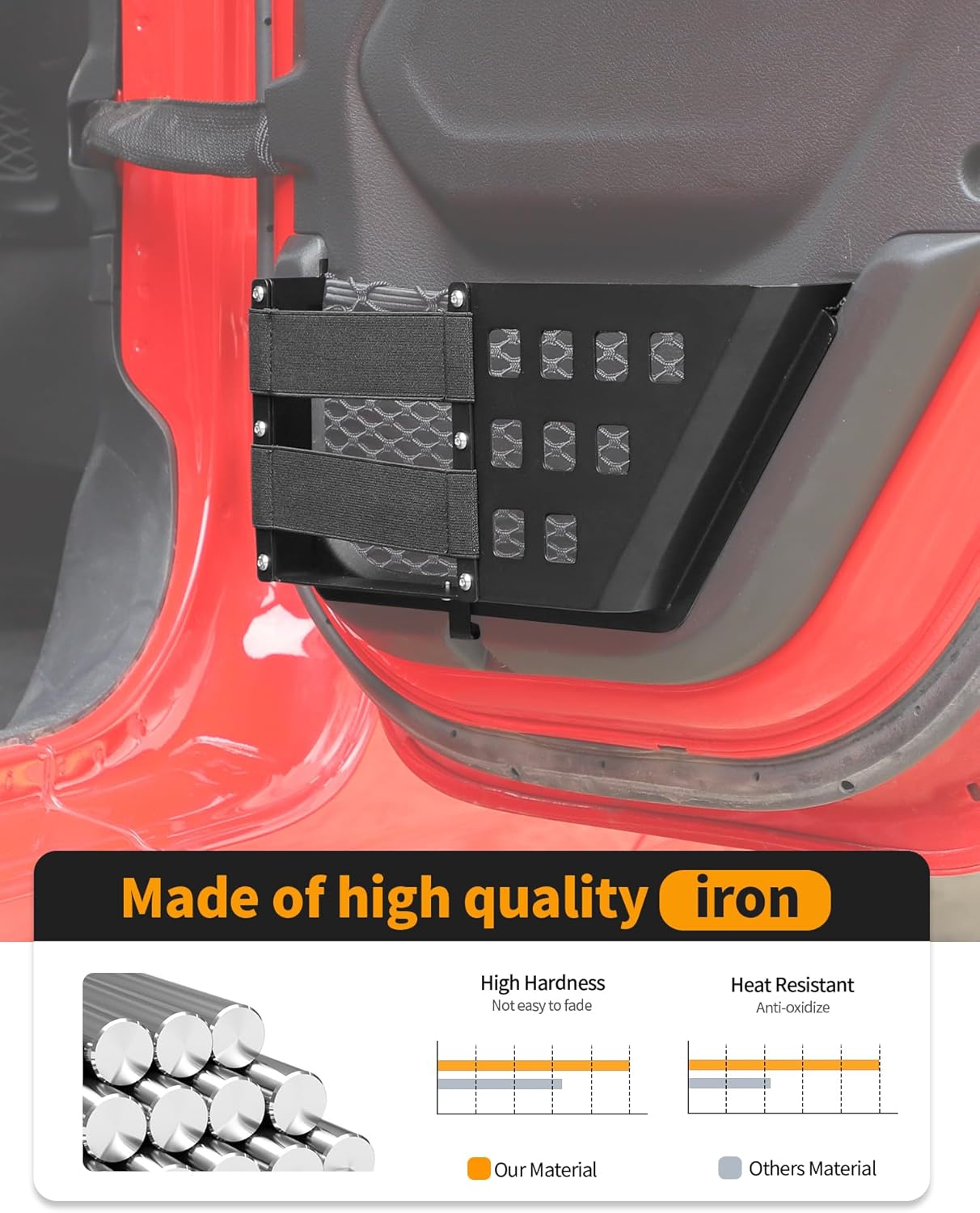 Hoolcar for JL Rear Door Storage Pockets, Door Side Insert Organizer Box Door Net Pocket Replacement for 2018+ Jeep Wrangler JL/JT Interior Storage Expansion Accessories,2PCS