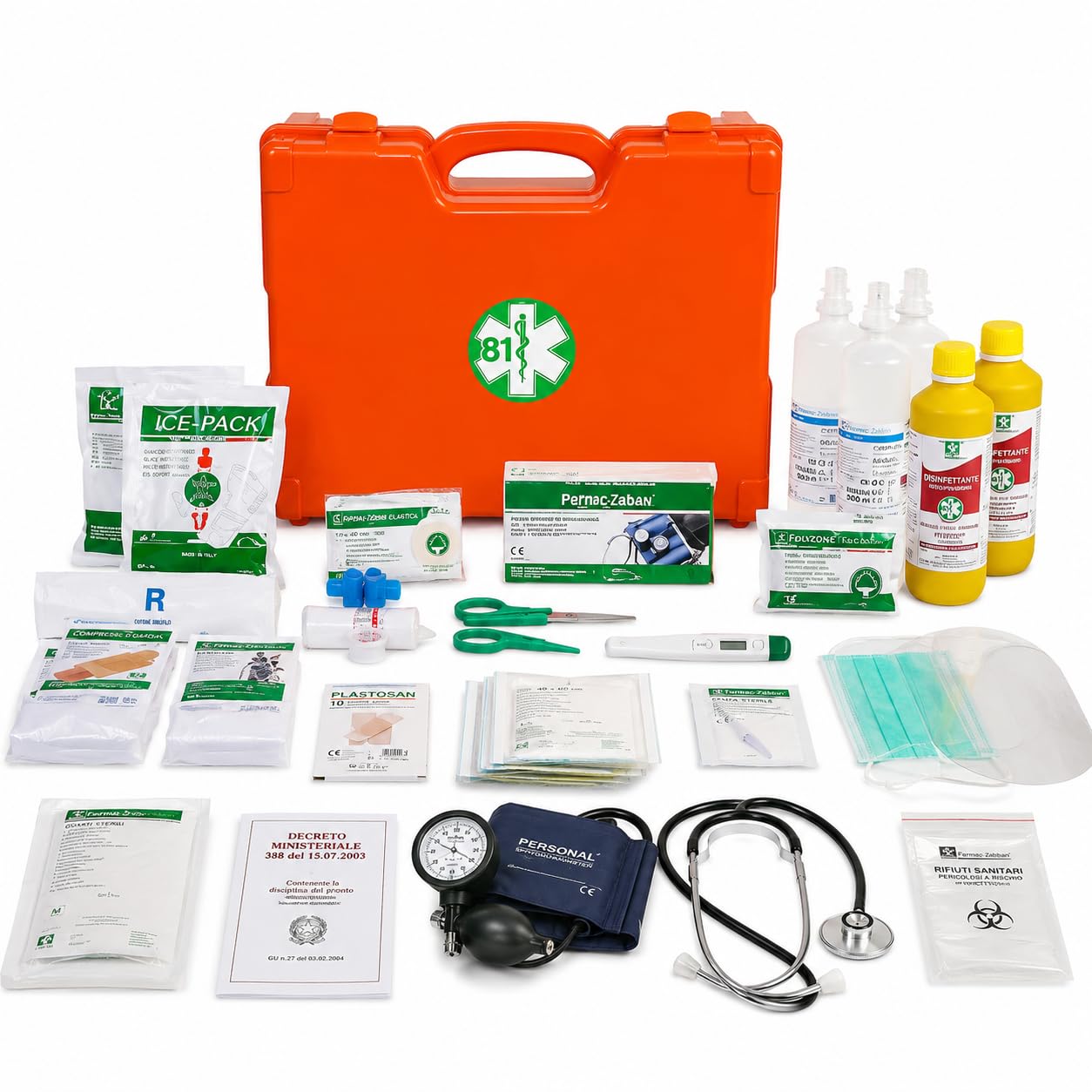 Medic 4 Valigetta Pronto Soccorso Allegato 1 con Supporto a Parete | Dotazione completa, Installazione rapida, Plastica antiurto, Utilizzo professionale, Conforme D.M. 388/2003