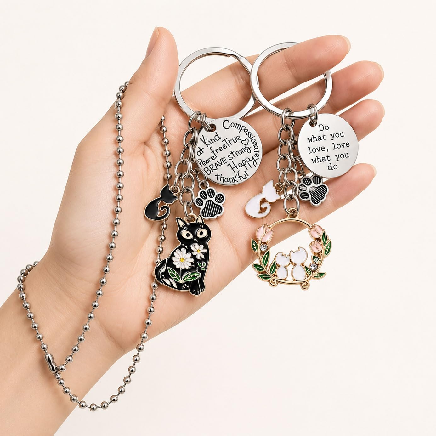 Cute Cat Keychain Bag Charms Enamel Cat Kawaii Keyring Decoration for Car Keys Handbags Phone case charm Gift image 5