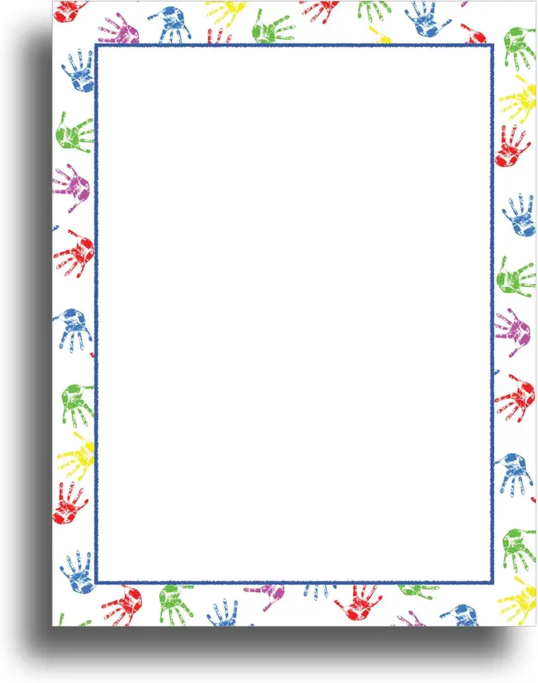 Baby Handprints Border Stationery Paper - 80 Sheets