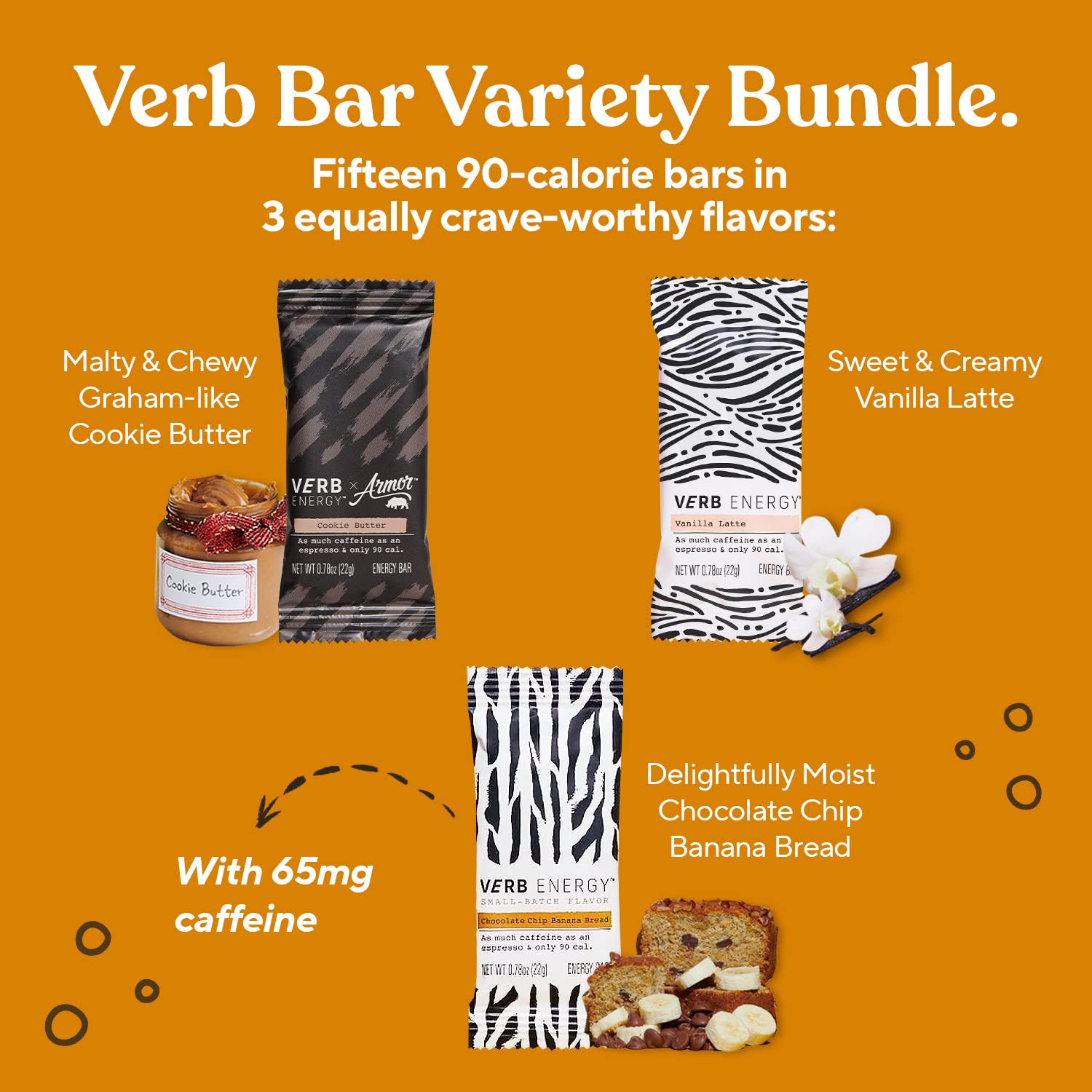 Buy Verb Variety Pack 15 Caffeinated Energy Bars in 3 Flavors 90