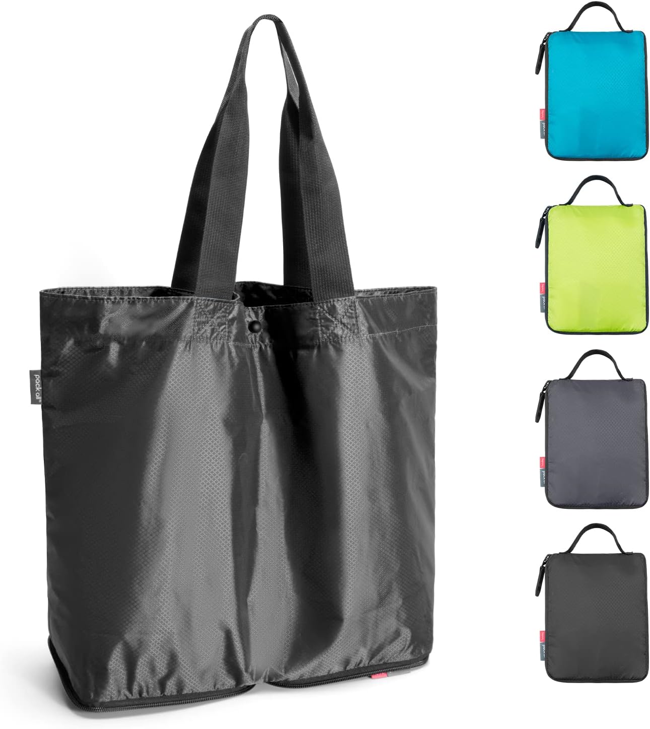 pack all Travel Accessories Bundle | Zipper Pouch (S) & 16L Foldable Tote Bag Black