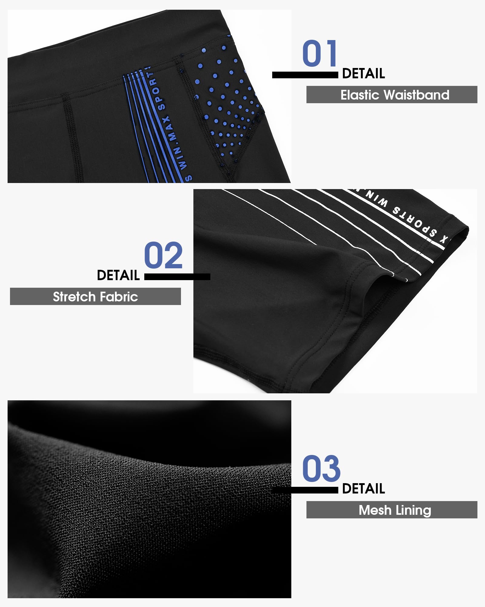 WIN.MAX pour Homme Athletic Solid Swim Jammers, Endurance Long Racing Training Maillot de Bain