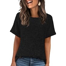 Bosmeer Womens Tops Business Casual Sweaters Short Sleeve Shirts Crew Neck Spring Summer Tops for Women 2025 Loose Fit