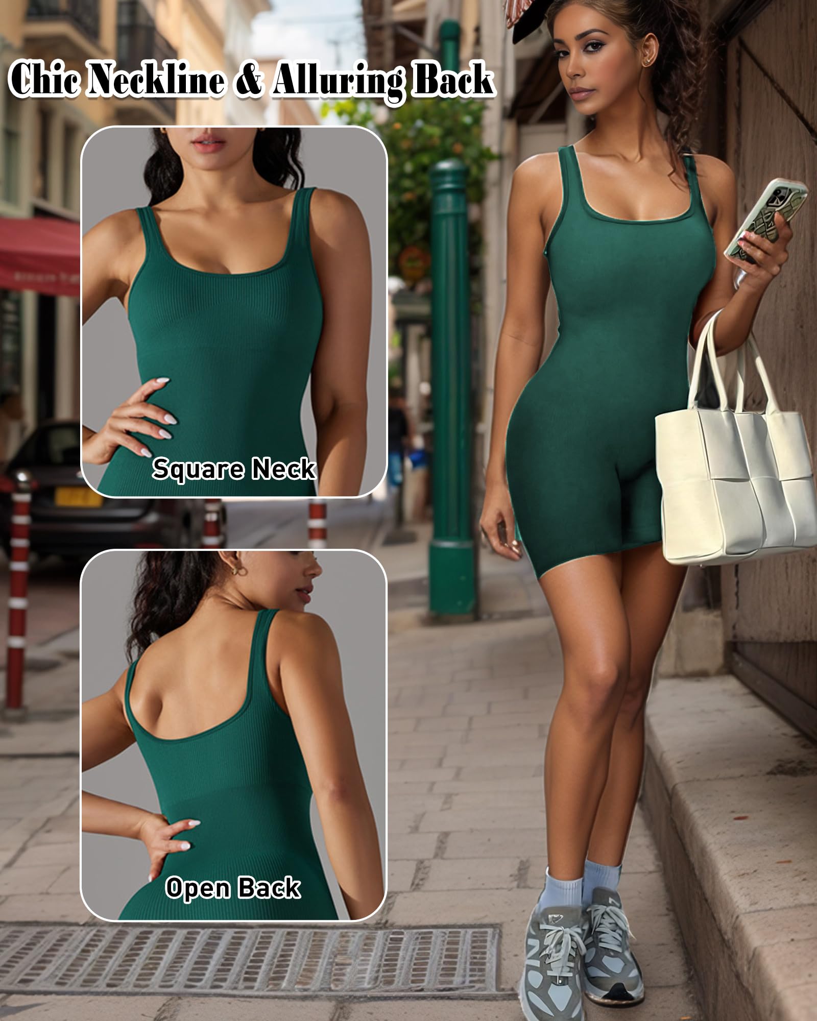 Merlvida Mono Deportivo Mujer Corto Jumpsuit sin Costuras Sexy Push Up Una Sola Pieza Ropa Deportiva para Gimnasio Yoga Fitness