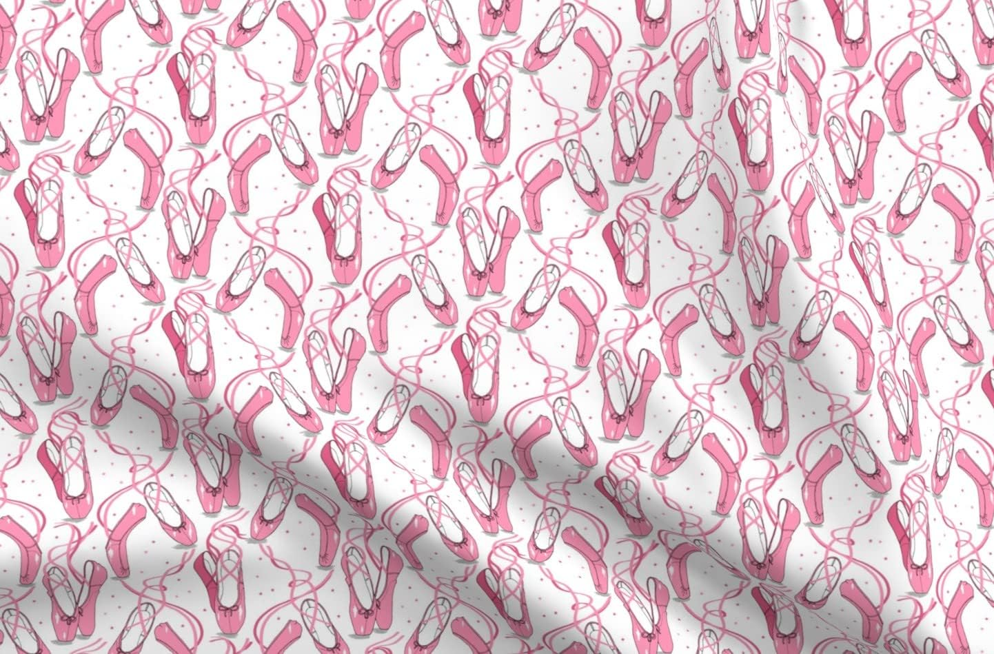 Spoonflower Fabric - Pink Ballet Shoes Dance Girls Printed on Organic Cotton Sateen Fabric by The Yard - Sewing Quilting Apparel Home Decor