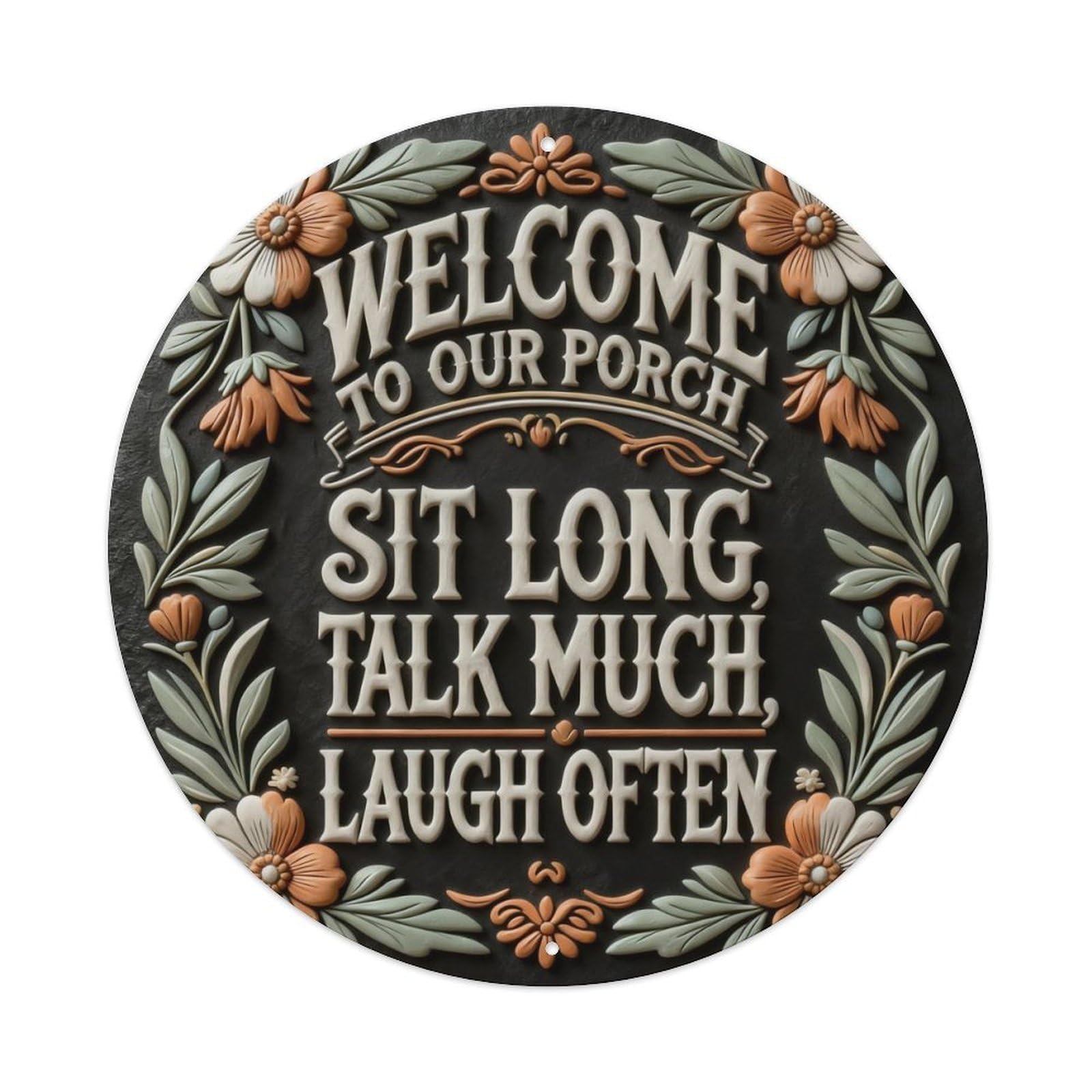 Zlatcbu Vintage Welcome To Our Porch Sit Long Talk Much_1gowm Metal Tin Sign Retro Wall Art Poster, Decor For Home Living Room Bar Cafe Garage, 8X8 Inch