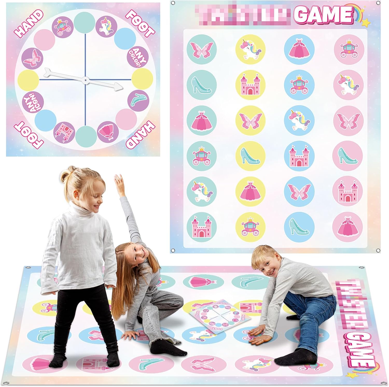 Lonfliness Unicorn Pose Balance Floor Game for 2 or More Players, Pastel Rainbow Large Mat Party Game Indoor Outdoor Family Reunion Games for Friends Adults Group Activity Unicorn Party Favor Gift