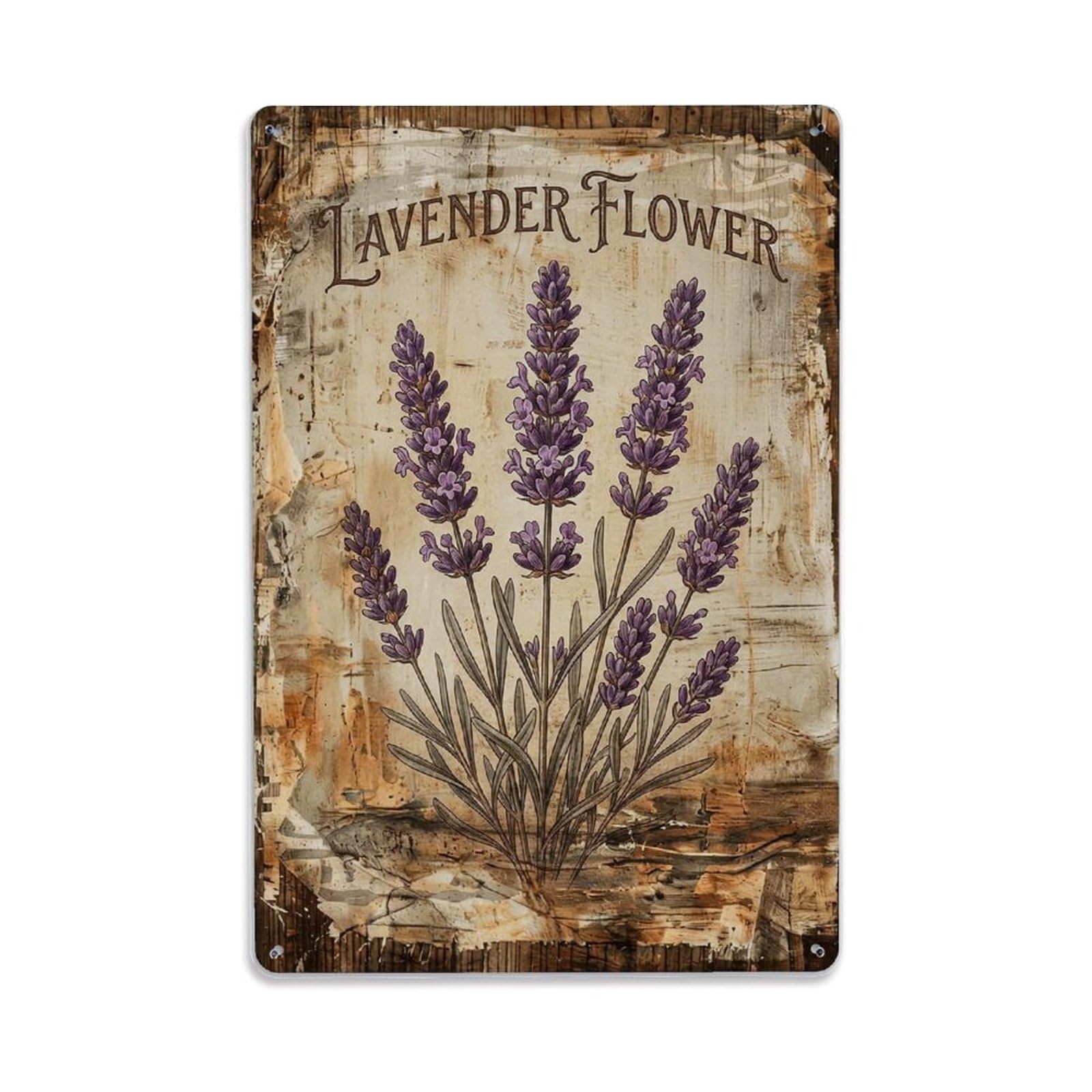 Lavender Flower Purple Vintage Metal Tin Sign Plaque Wall Decor for Cafe, Club, Garden Metal Poster 8x12Inch
