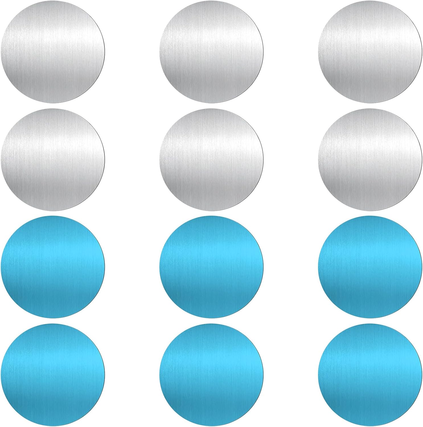 12 Pcs Under Cabinet Lights Magnetic Sticky Replacement Magnetic Strips with Adhesive Backing Metal Adhesive Backing Plate Round Blue Tape Strips for Magnetics LED Counter Lights（Not Magnets）