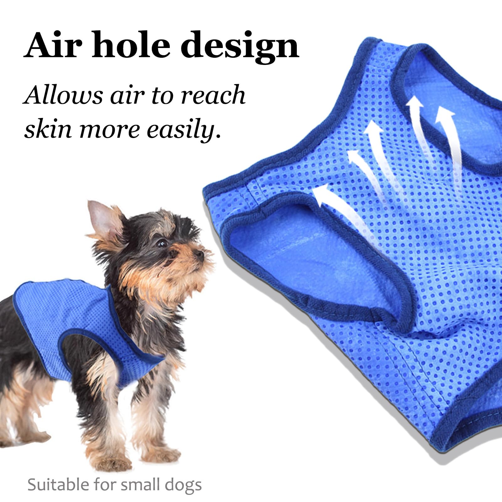 Kühlweste Hund, Blau Kühlende Hundejacke Licht Atmungsaktiver, Sommer Cool Bequem Hunde Kühlweste für Kleine Hunde Aktivitäten Draußen Wandern Training, S