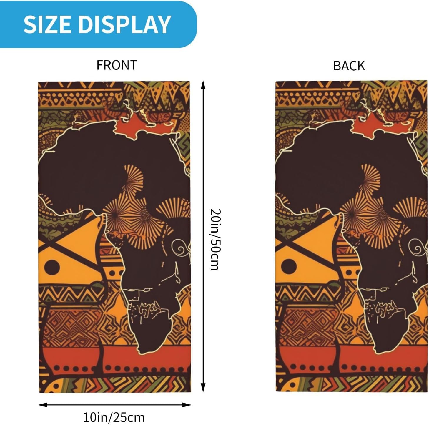 African Map Ethnic Pattern Neck Gaiter UV Sun Protection Face Mask Scarf Cooling Breathable Face Cover for Men Women Elastic Balaclavas Versatile Bandana, Sun & Wind-proof for Skiing Hiking