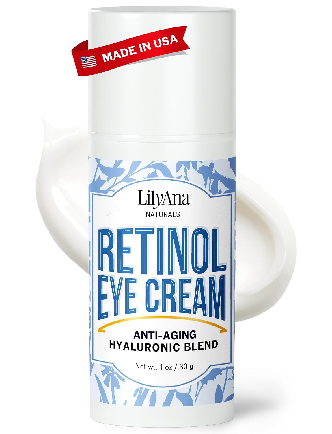 LilyAna Naturals Eye Cream - Eye Cream for Dark Circles and Puffiness, Under Eye Cream, Anti Aging Eye Cream Reduce Fine Lines and Wrinkles (1.0 Ounce, Retinol)