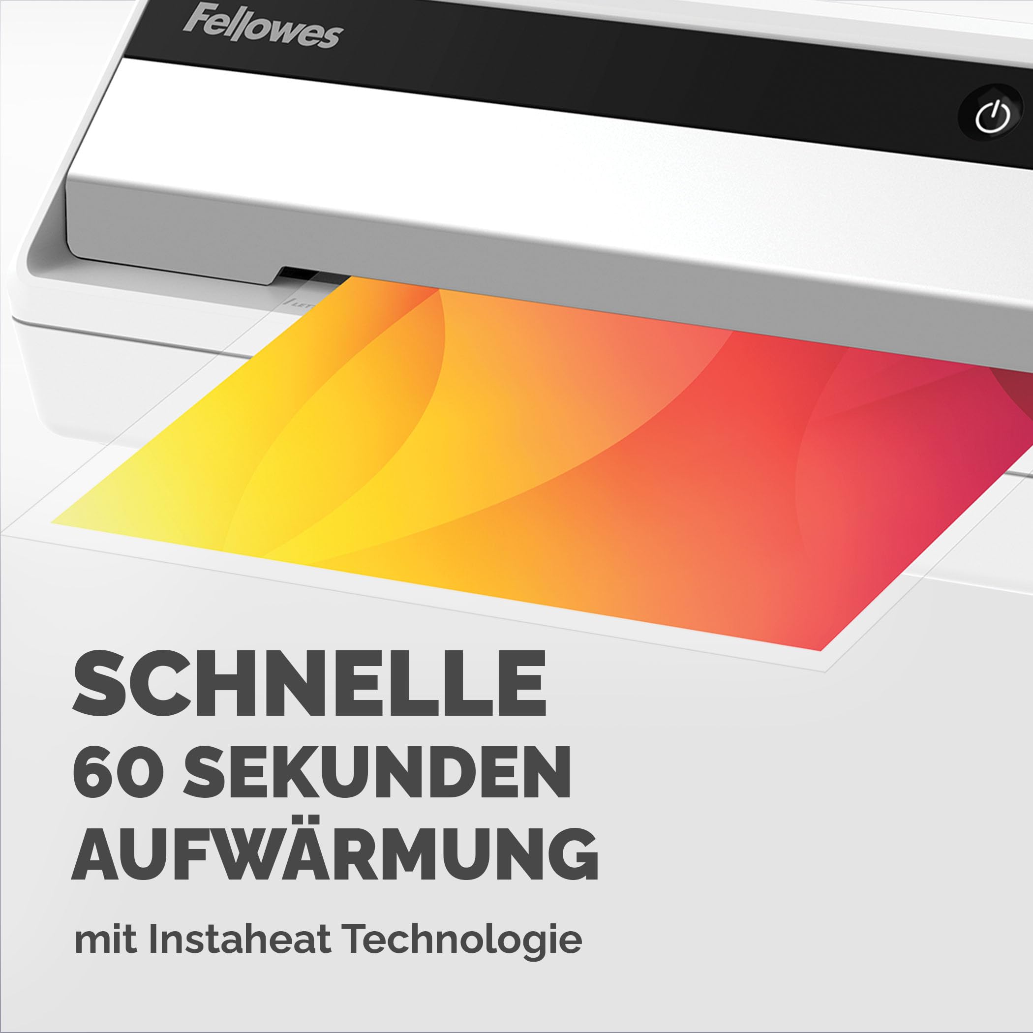 Fellowes Saturn A4 Laminiergerät fürs Büro – InstaHeat, 60 Sek. Aufwärmzeit, Staufreigabe, Auto-Abschaltung – für 80/100/125 Mikron – inkl. 10 Folien – für Zuhause & Büro