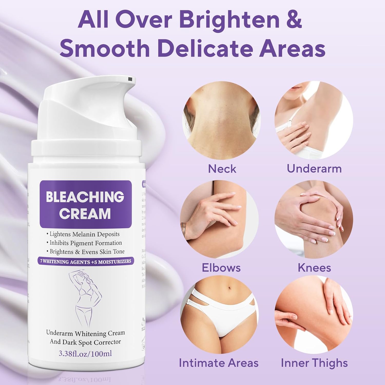 Skin Bleaching Cream, Dark Spot Remover for Face and Body, Hyperpigmentation Relief, Skin Lightening Cream with Vitamin C for Intimate Areas, Underarms, Knees, Elbows & Bikini Line, 3.38fl.oz - Image 3