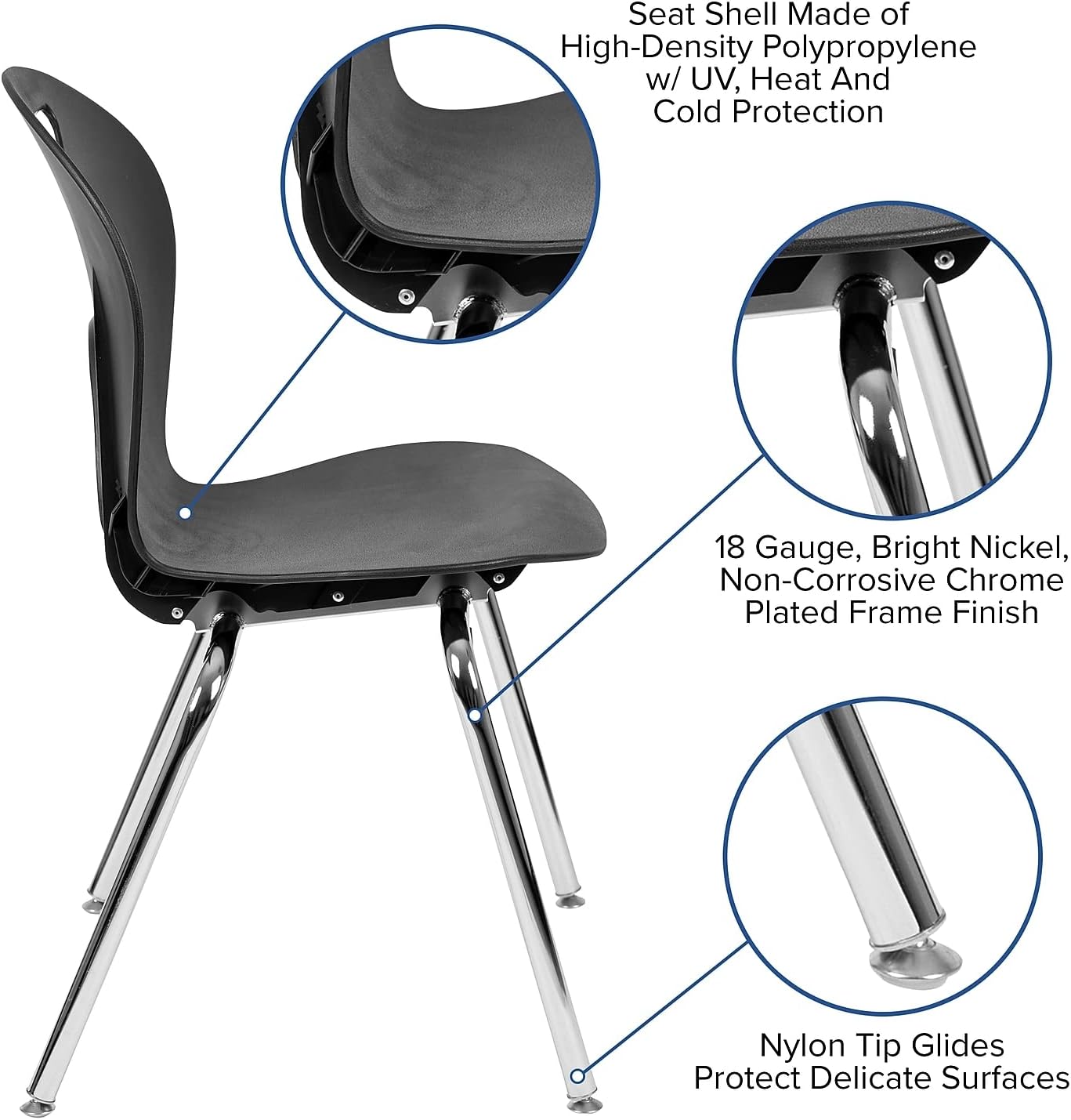 Flash Furniture Advantage Titan Black Student Stack School Chair - 18-inch