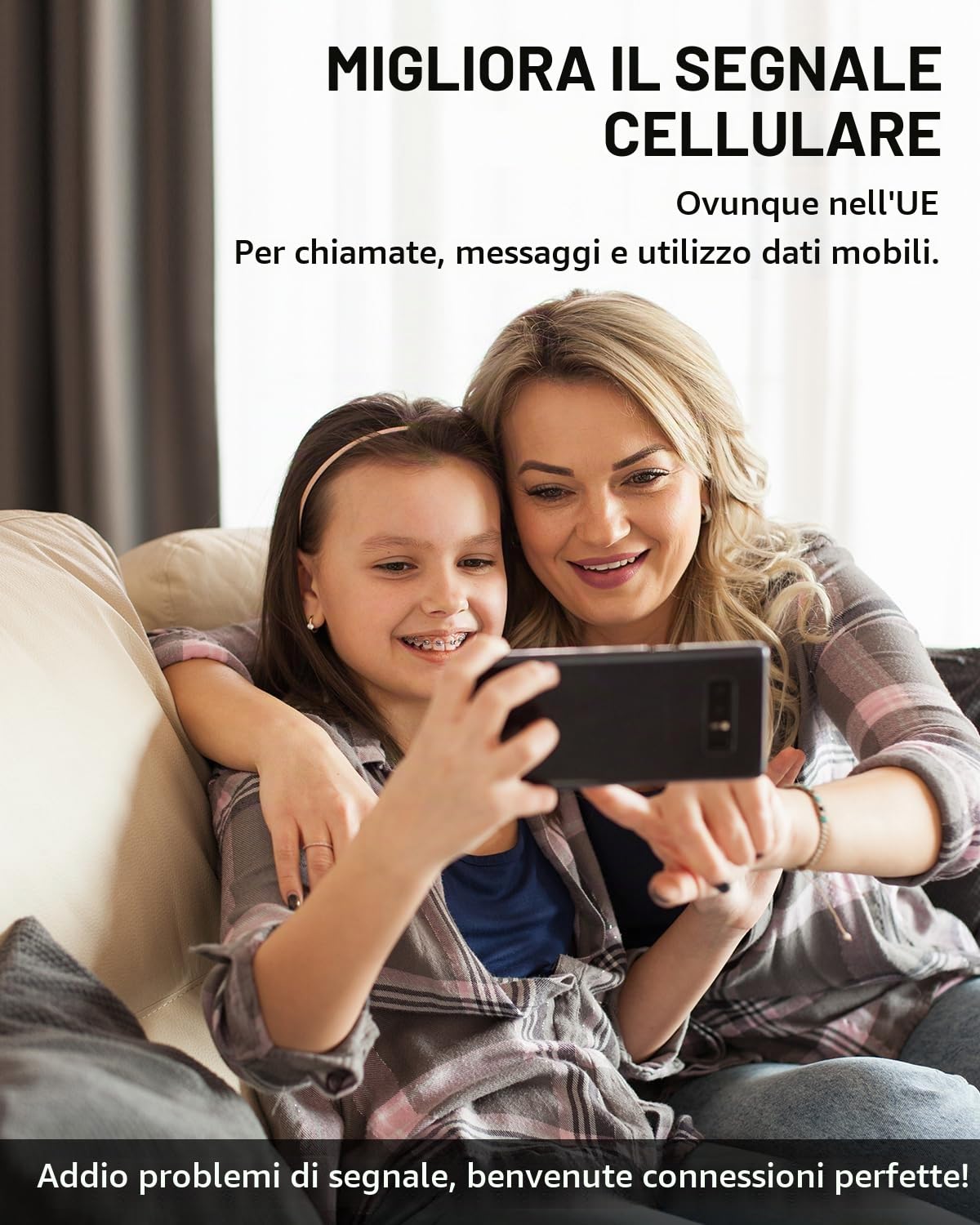 Amplificatore Segnale Cellulare- Ripetitore Segnale Cellulare a Bande 20/8/3/1/7 per Operatori Europei Wind Tre,TIM,Vodafone e Iliad-Amplificatore 4G/3G per Dati e Chiamate, ideale per Casa e Ufficio