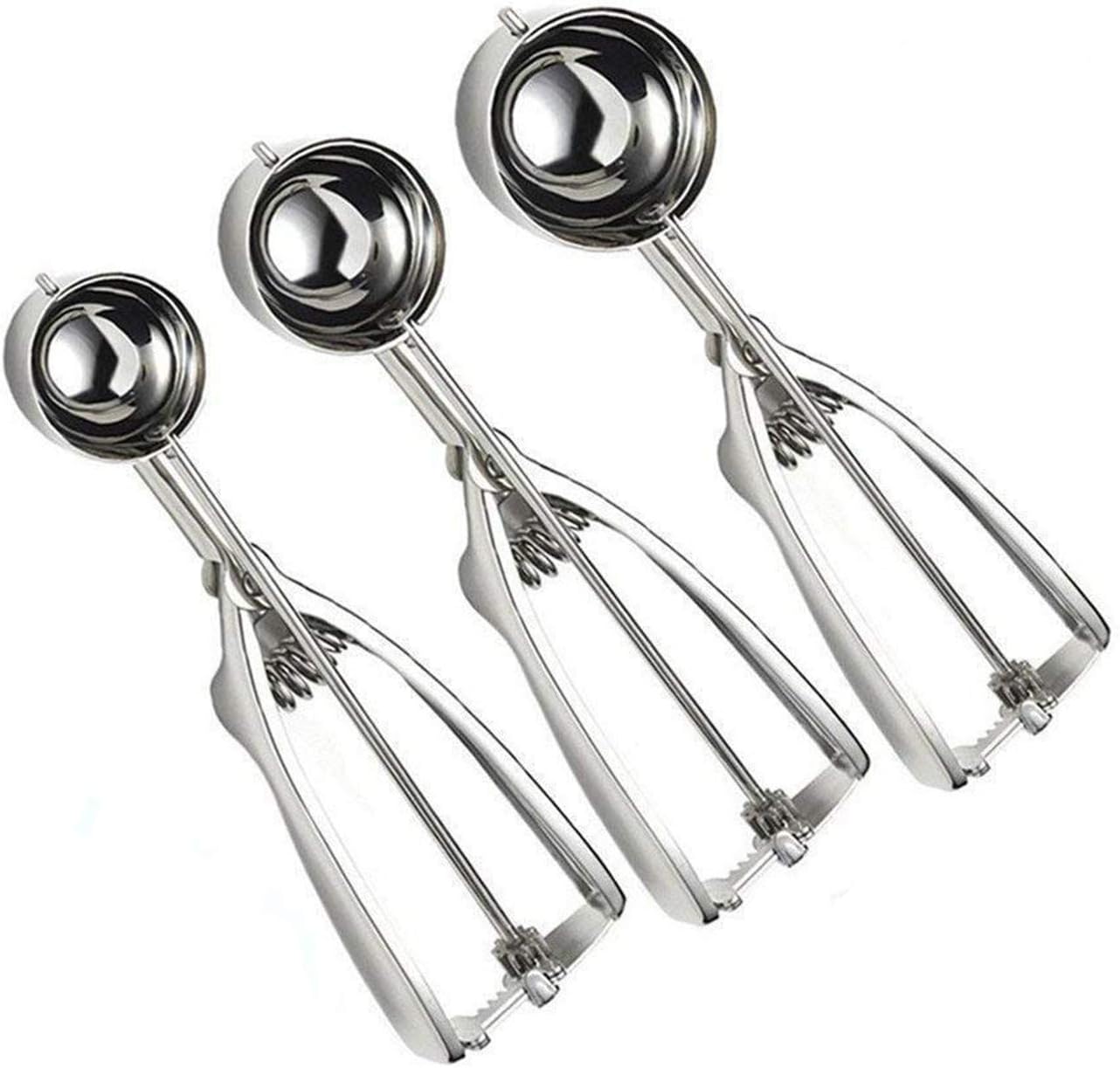 MEIFU Stainless Stee Ice Cream Ball, Melon Cookie Scoop (Small-Medium-Large)(3 PCS), 11.6 x 8.8 x 1.8 inches, Silver